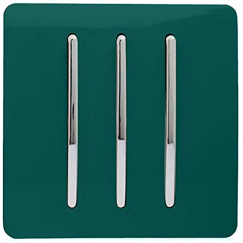Trendi 3 Gang 2 Way Modern Glossy Chrome Rocker Triple Electrical Wall Light Switch in Dark Forest Green – 2