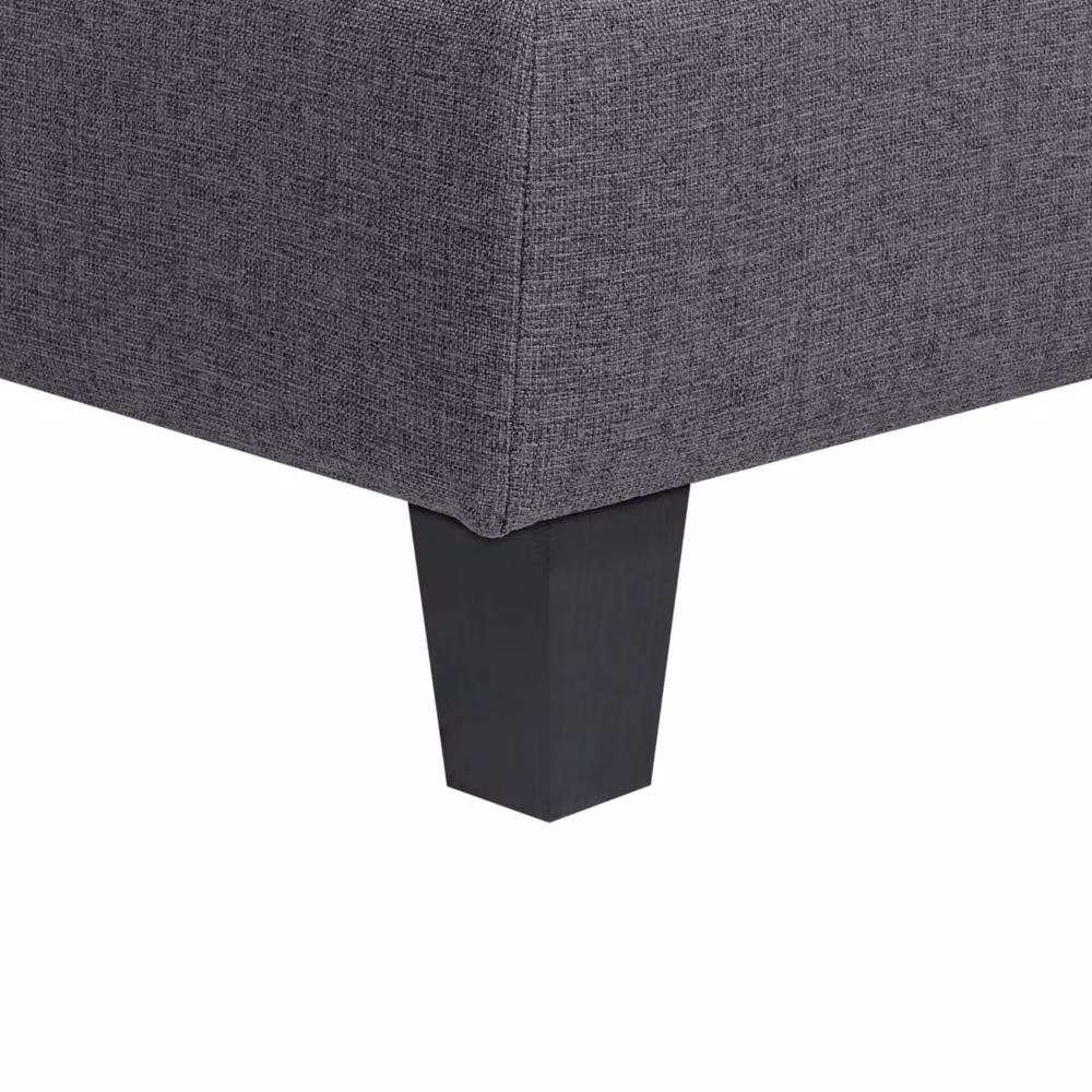 Wyld and Coco Modern Square Ottoman Footstool in Dark Grey Polyester – 4