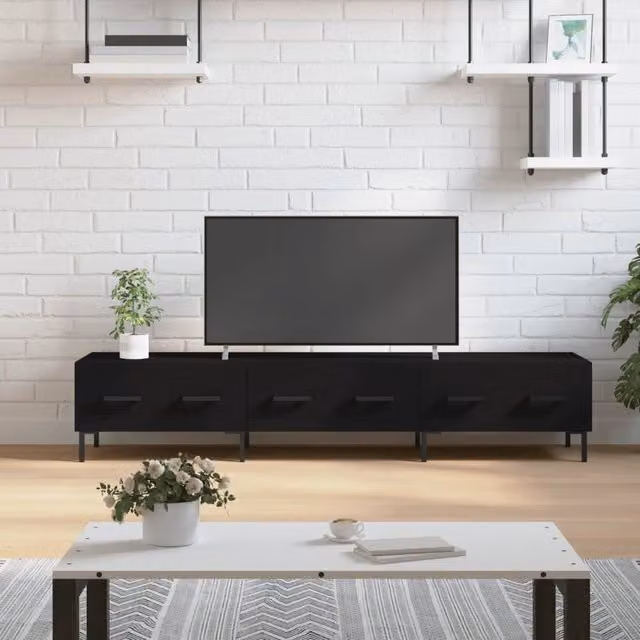 Berkfield Home Modern Black Matt TV Cabinet W/D/H: 150 x 36 x 30 cm – 1