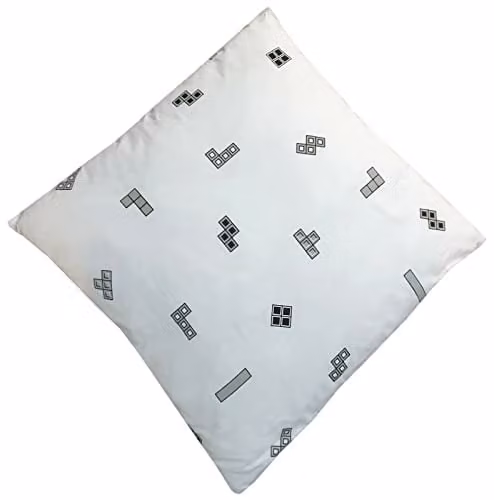 Noveltex Tetris Monochrome Decorative Square Filled Cushion, White and Black, W/D/H: 45.72 x 45.72 x 45.72 cm