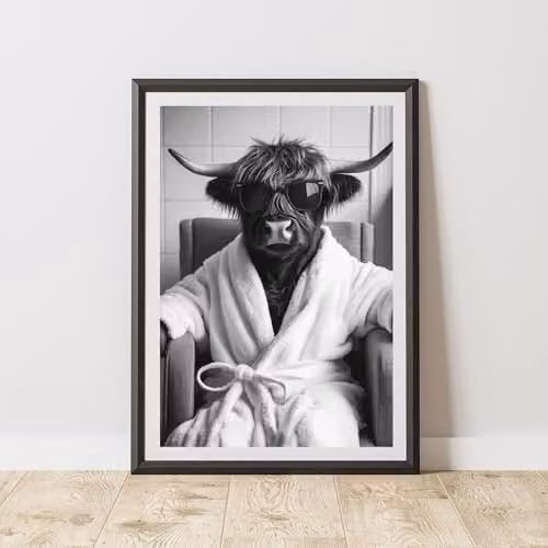 60 Second Makeover Highland Cow Animal Print Paper Poster, W/H: 21.0 x 29.7 cm