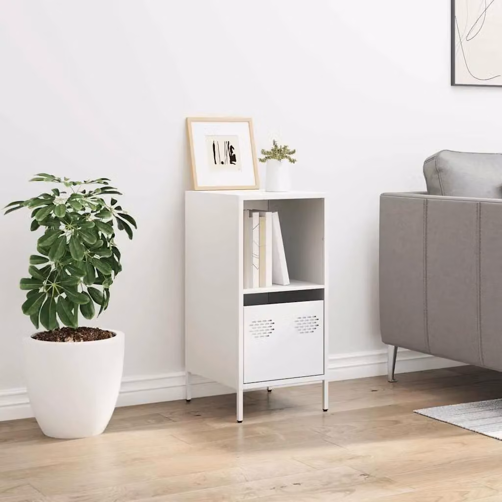 Berkfield Home White Matt Steel Sideboard, W/D/H: 35 x 39 x 73.5 cm – 2