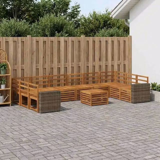 Berkfield Home 11-Piece Outdoor Sofa Set in Brown Solid Acacia Wood – 1