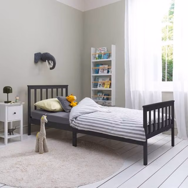 Nöa and Nani Otis Upholstered Single Bed Frame with Drawers, Anthracite Grey, 90 x 190 cm – 1