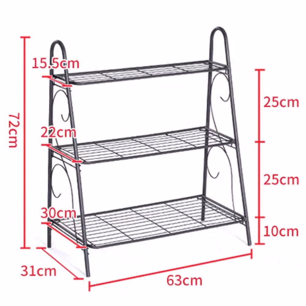 Havendro 3-Tier Matt Black Metal Ladder Plant Stand and Shoe Rack – 2