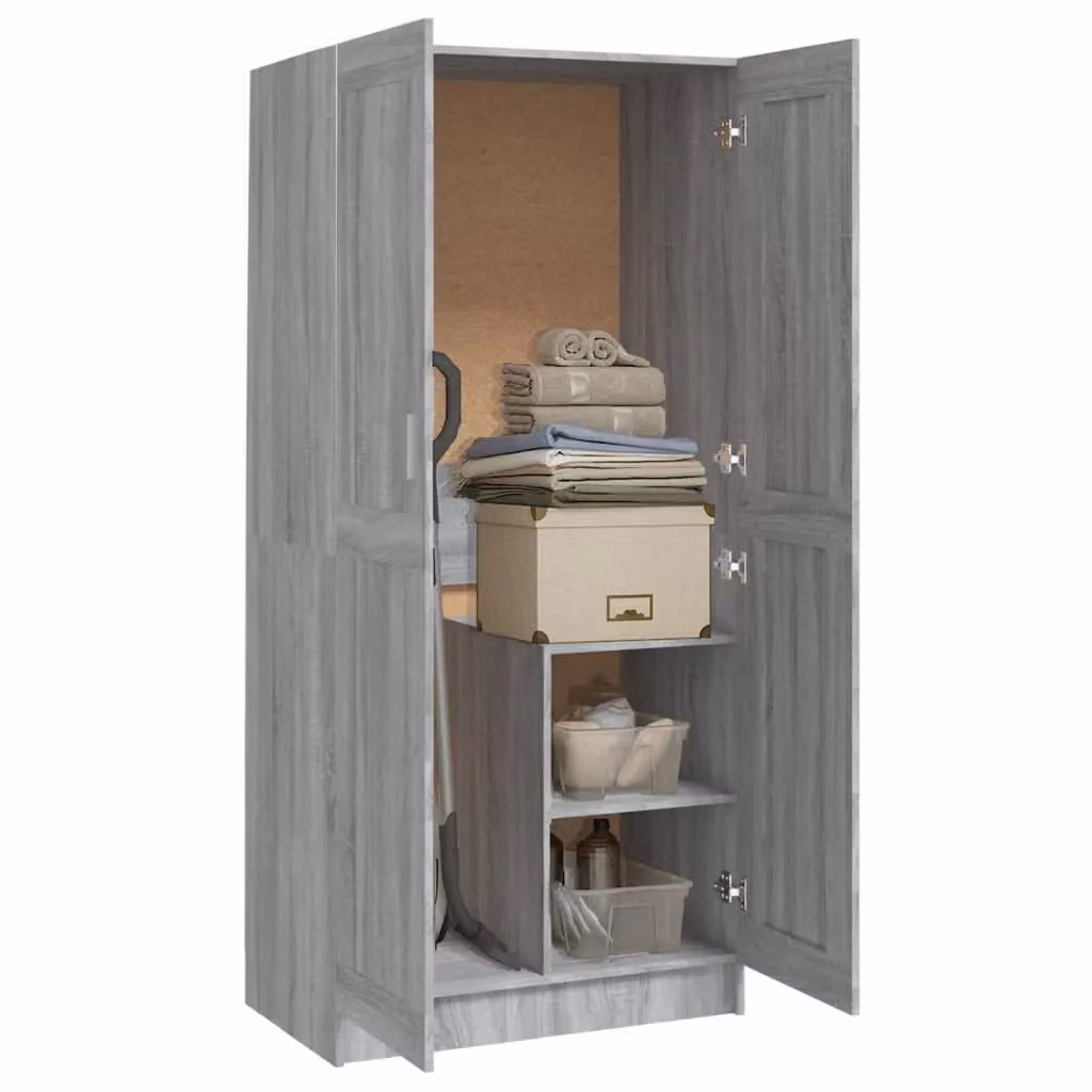 Berkfield Home Grey Sonoma Modern Wardrobe with Hinged Doors and Internal Shelves, W/D/H: 82.5 x 51.5 x 180 cm – 2