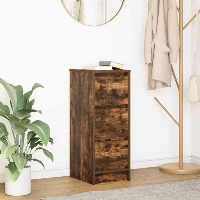 Berkfield Home Smoked Oak Sideboard in Brown, W/D/H: 29.5 x 34 x 76 cm