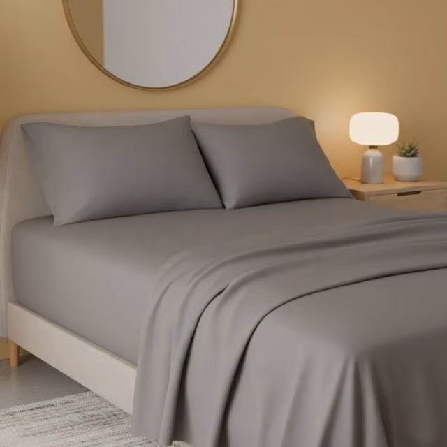 Snug City Grey Flannelette Cotton Flat Sheet, W: 180 cm, D: 200 cm