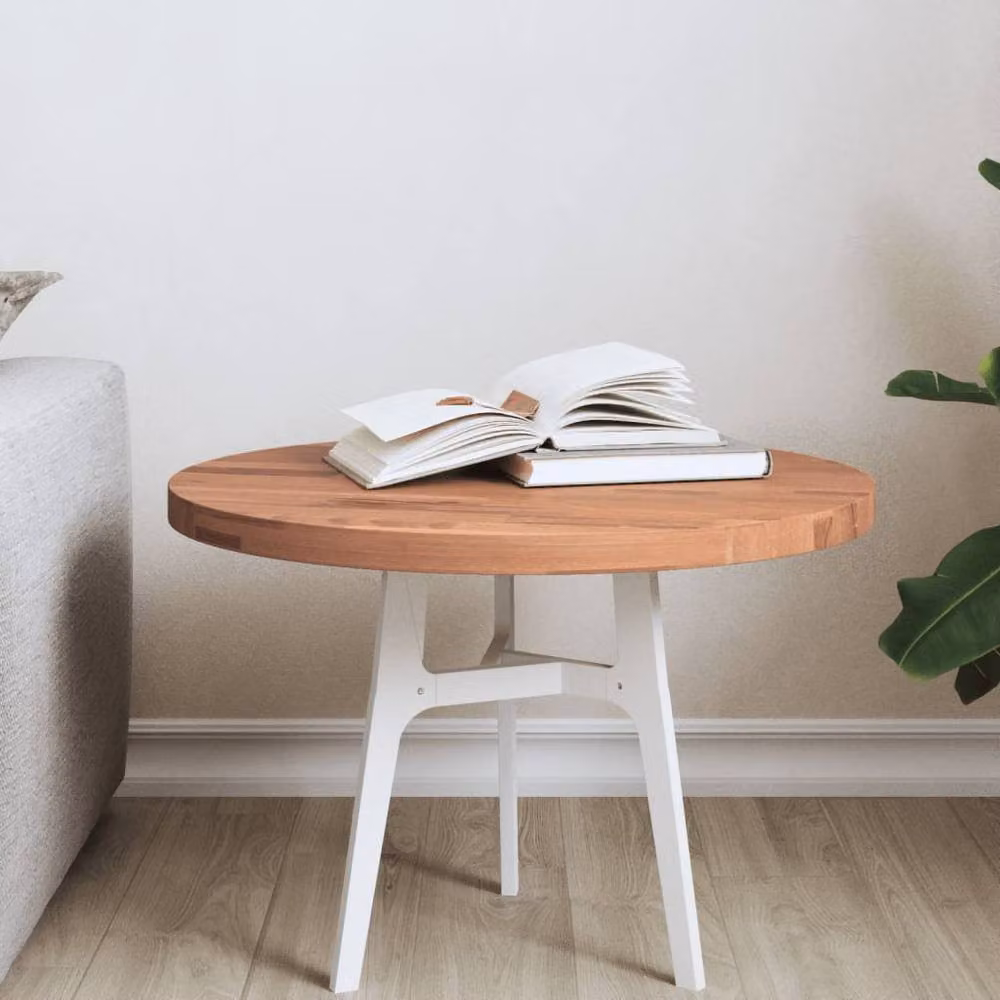 Berkfield Home Round Solid Wood Beech Table Top, Brown, Diameter: 50 cm, Height: 2.5 cm – 2