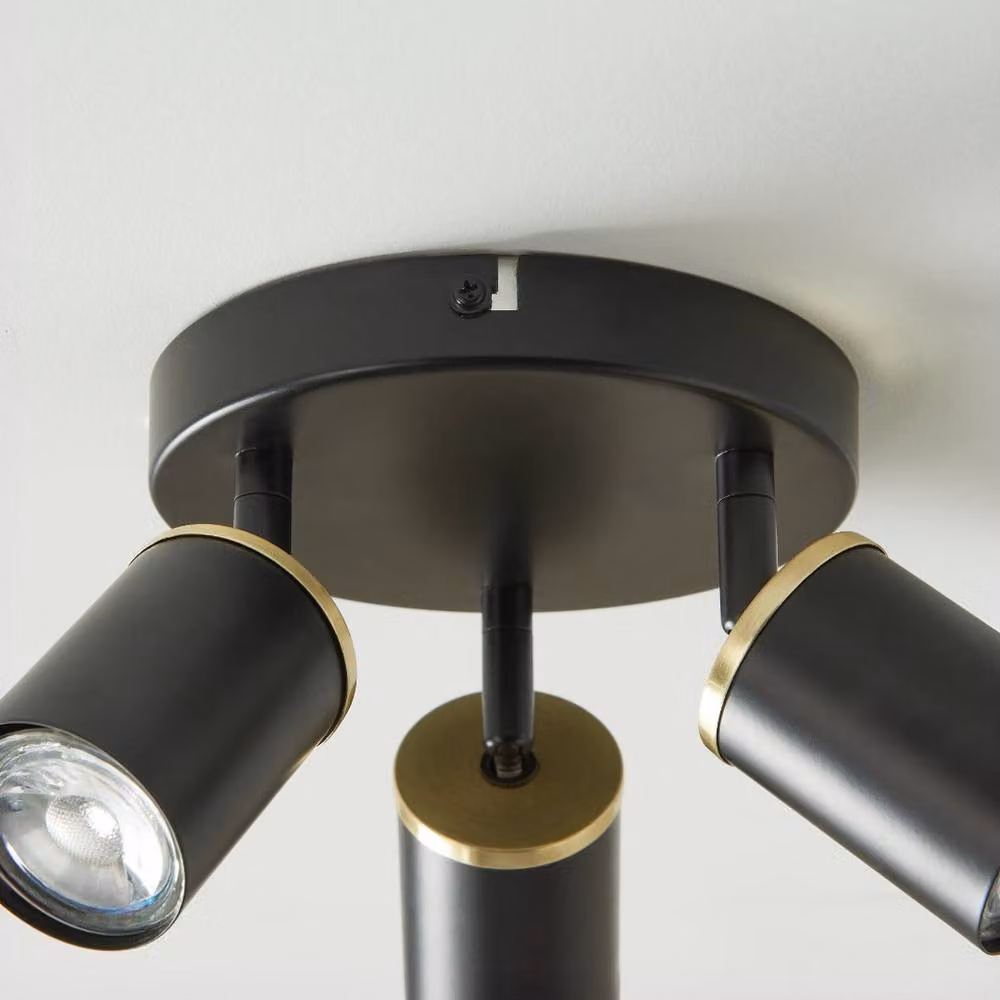 Pagazzi Talbot Matte Black 3-Spot Ceiling Light with Adjustable Dimmable GU10 Glass Shades – 2