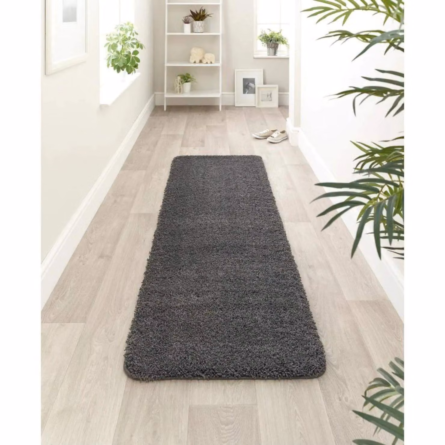 THE RUGS Washable Non Slip Shaggy Rug in Charcoal Grey, W: 140 cm, L: 200 cm – 6