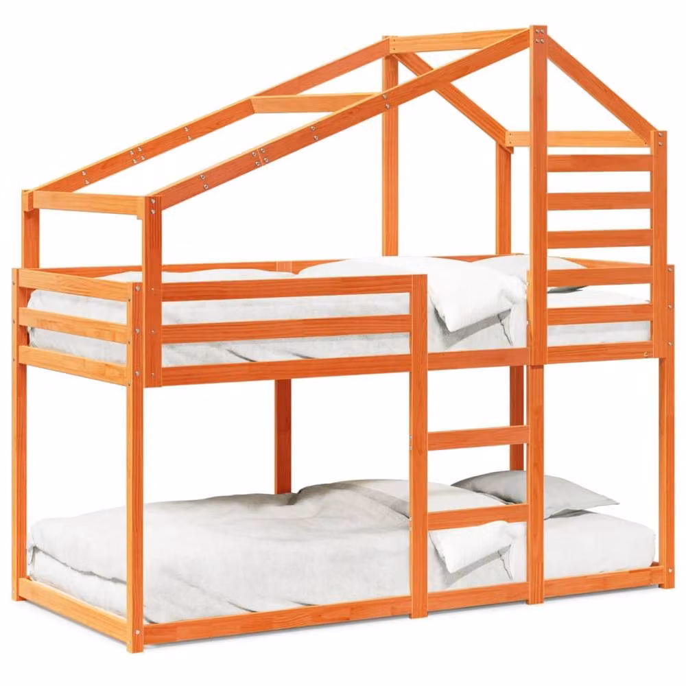 Berkfield Home Single Bunk Bed in Waxed Brown Solid Pine, W/D/H: 90 x 190 cm – 2