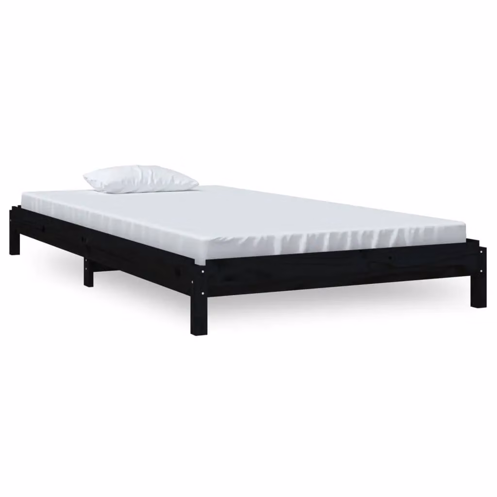 Berkfield Home Stack Bunk Bed in Black Solid Pine, W: 90 cm, L: 200 cm – 2