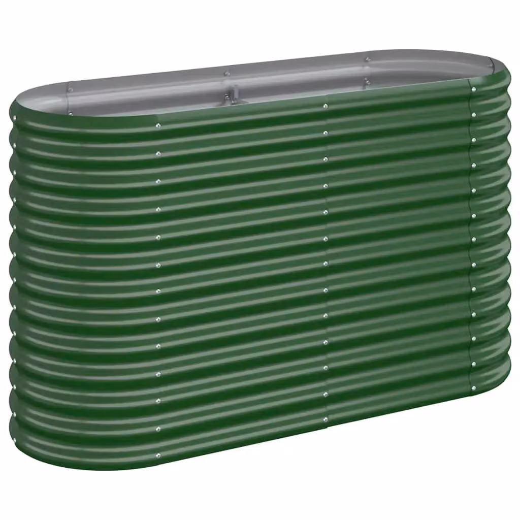 Berkfield Home Garden Powder-coated Steel Raised Bed in Green, W/D/H: 114 x 40 x 68 cm – 2