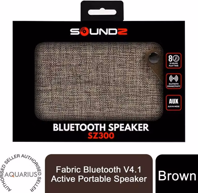 Soundz SZ300 Brown Fabric Wireless Bluetooth Portable Audio Speaker