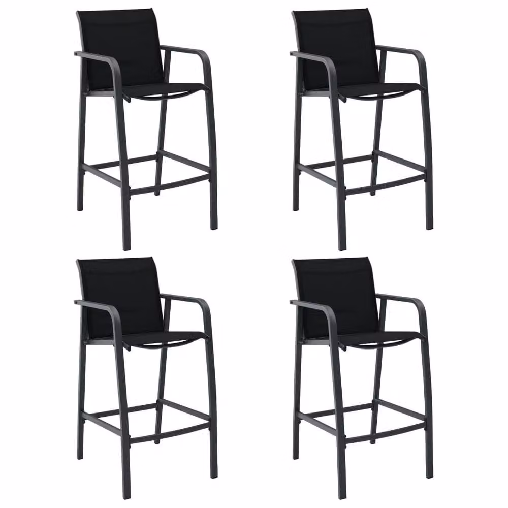 Berkfield Home Set of 4 Modern Black Textilene and Steel Garden Bar Chairs – 2