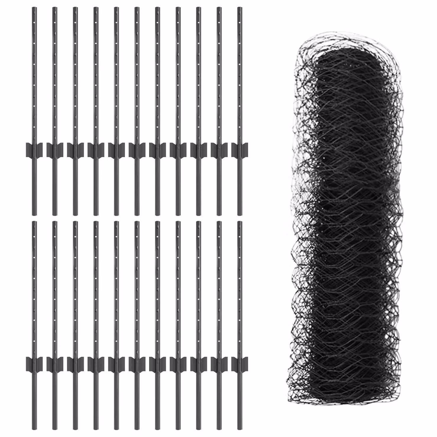 Berkfield Home Grey Steel Hexagon Fence and U-Channel Fence Posts Set, Height: 60 cm – 2
