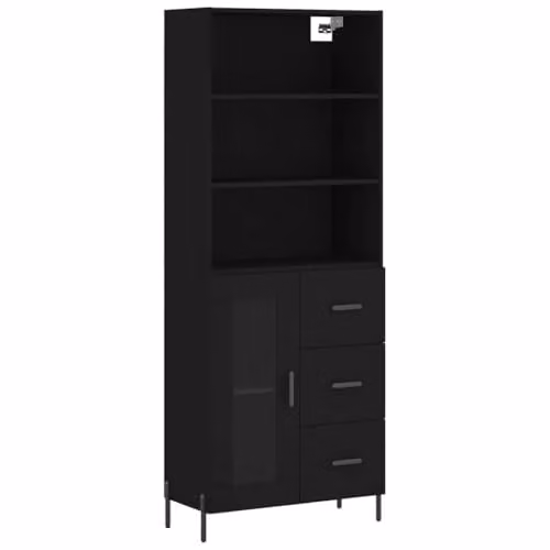 vidaXL Modern Black Highboard with Internal Shelves, W/D/H: 69.5 x 34.0 x 180.0 cm – 1