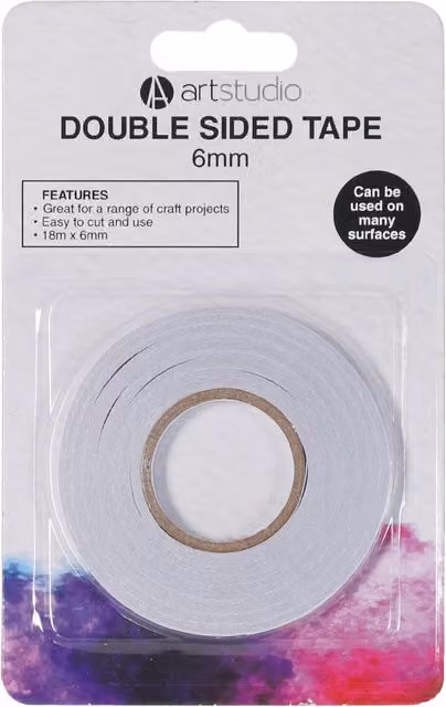 Art Studio White Double Sided Tape, 6mm