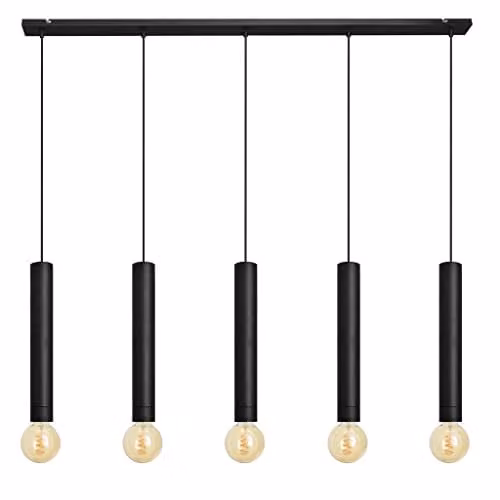 Netlighting Tuba Straight Bar Pendant Ceiling Light Black 120 cm