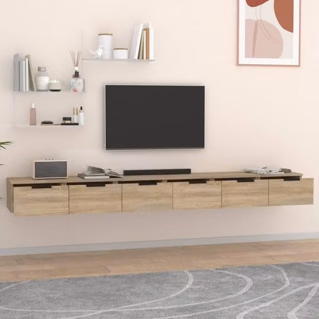 Berkfield Home Wall Mounted Cabinets, 2 Piece Set in Sonoma Oak, W/D/H: 102 x 30 x 20 cm – 1