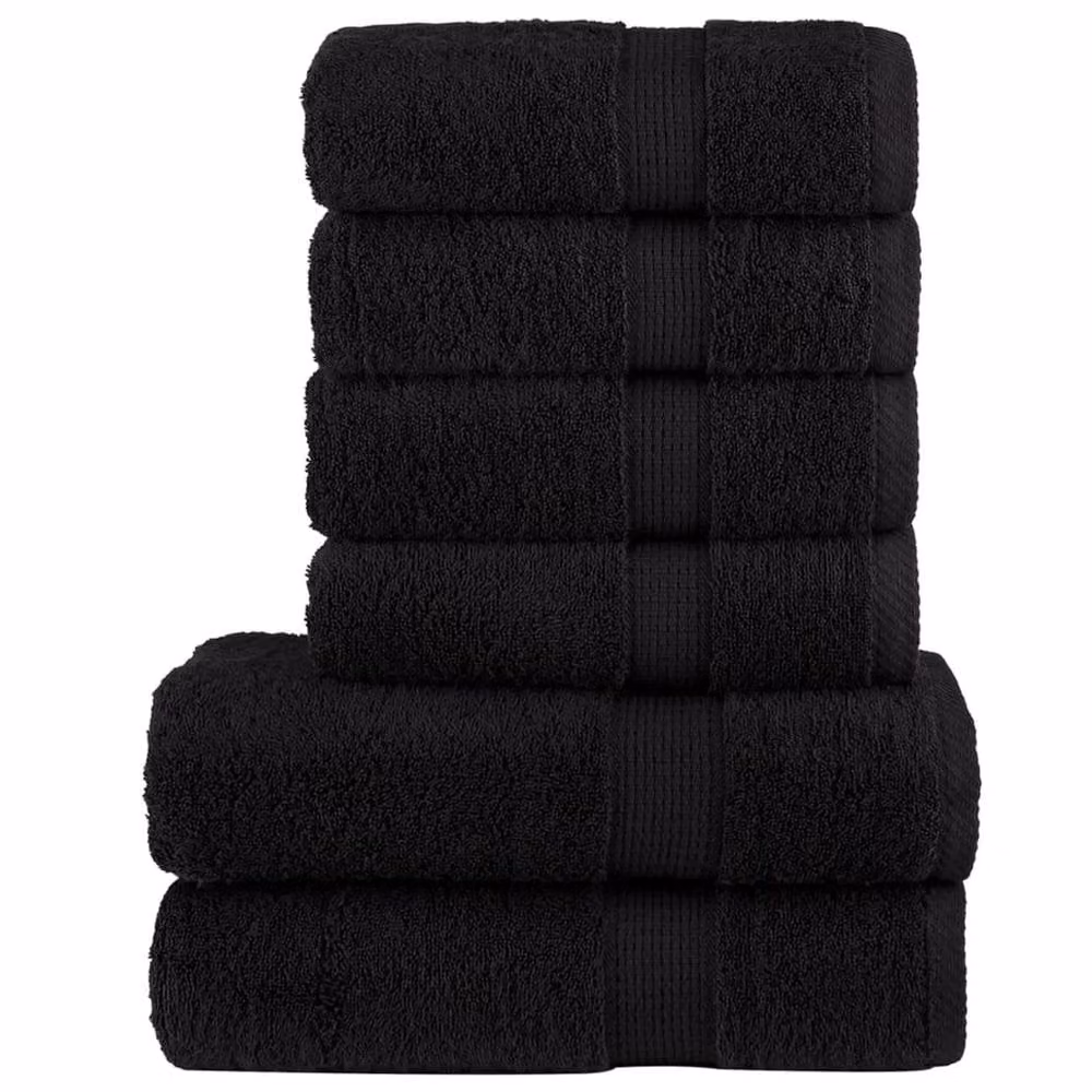 Berkfield Home Soft SOLUND 6 Piece Premium Cotton Terry Towel Set, Black, 600 gsm – 2