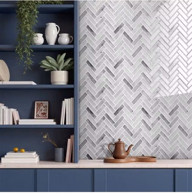 Living and Home 10-Piece Gradient Grey Self-Adhesive 3D Herringbone Wall Tile Stickers