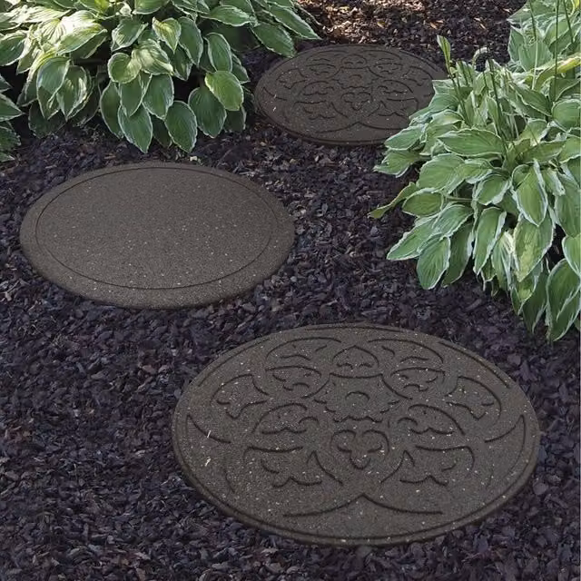 Garden Gear Reversible Scroll Design Weatherproof Stepping Stones in Grey