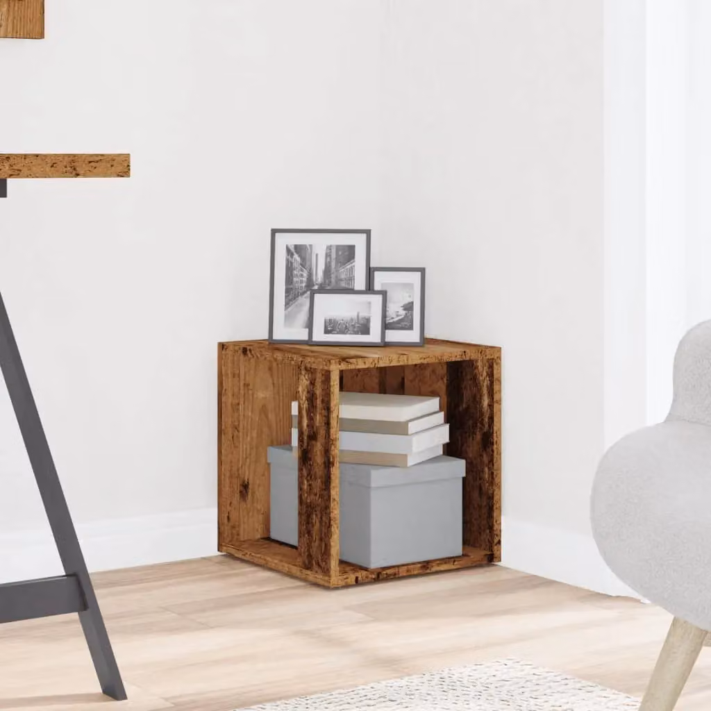 Berkfield Home Old Wood Side Table in Brown, W/D/H: 33 x 33 x 34 cm – 3
