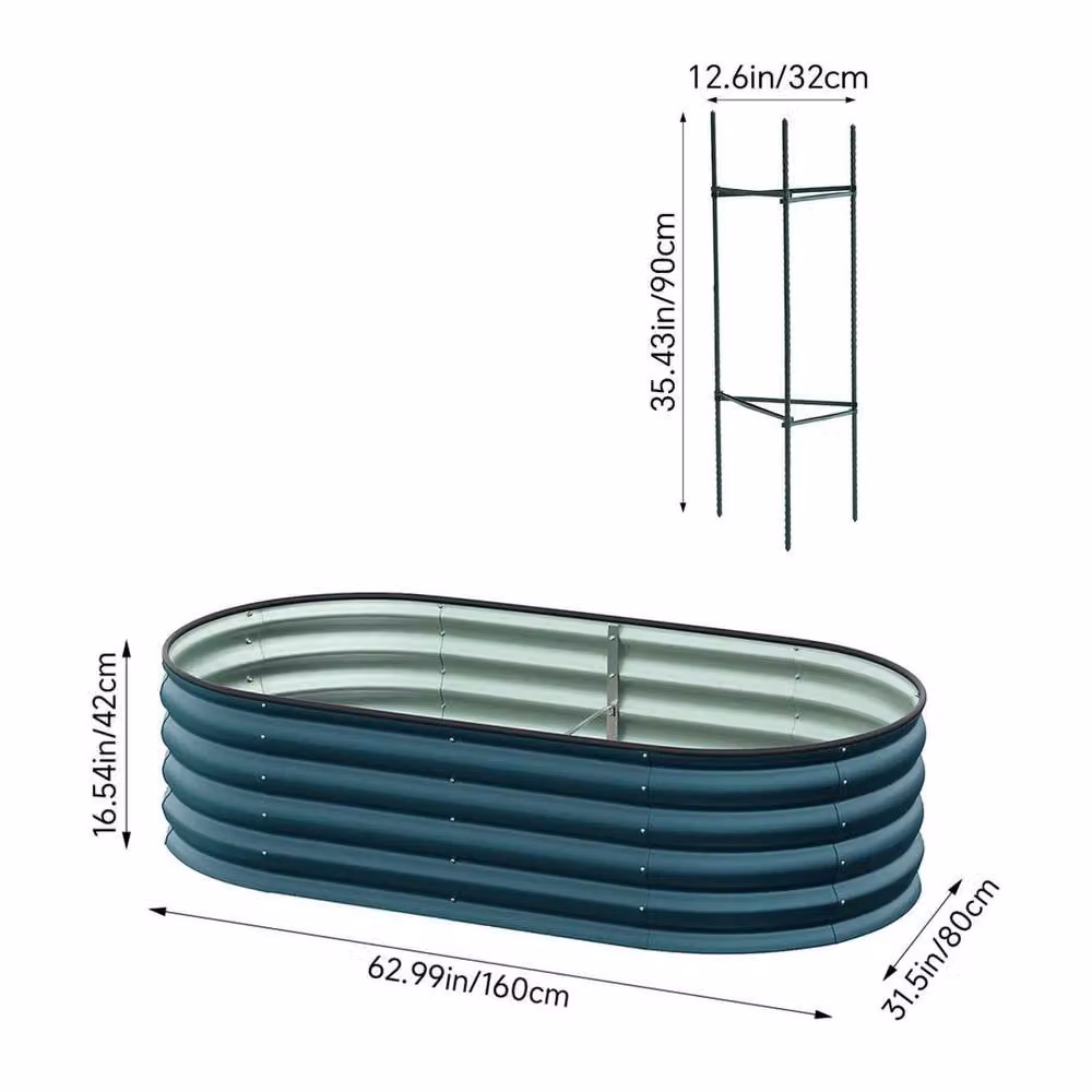 SPETLEK Galvanised Steel Raised Garden Bed in Green, W: 160 cm, D: 80 cm, H: 42 cm – 2