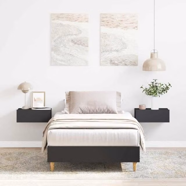 Berkfield Home Engineered Wood Bed Frame in Black, W/D/H: 100 x 200 cm