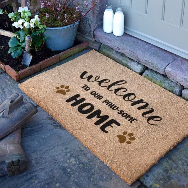 Artsy Mats Welcome To Our Paw-Some Home Doormat, Brown, W: 90 cm, D: 60 cm – 1