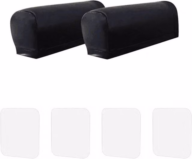 SPETLEK Thick Black PU Leather Armchair Covers, Water Repellent and Machine Washable – 1