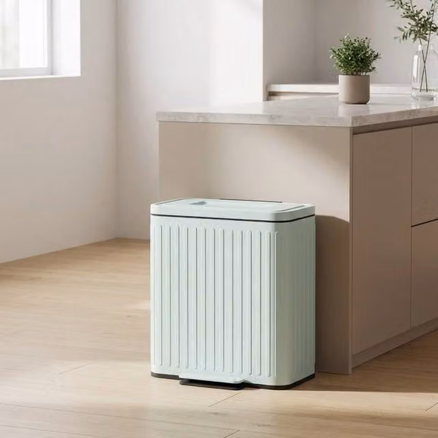 STILVORA Dual 20L Kitchen Bin with Soft-Close Lid and Pedal in Light Green