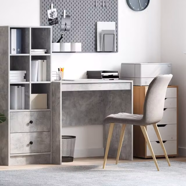 Berkfield Writing Desk in Concrete Grey, W/D/H: 80 x 50 x 76 cm