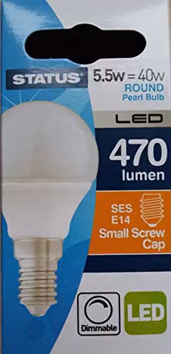 Status Dimmable LED Pearl Bulb, E14, Warm White, 5.5W (40W Equivalent), 470 Lumens