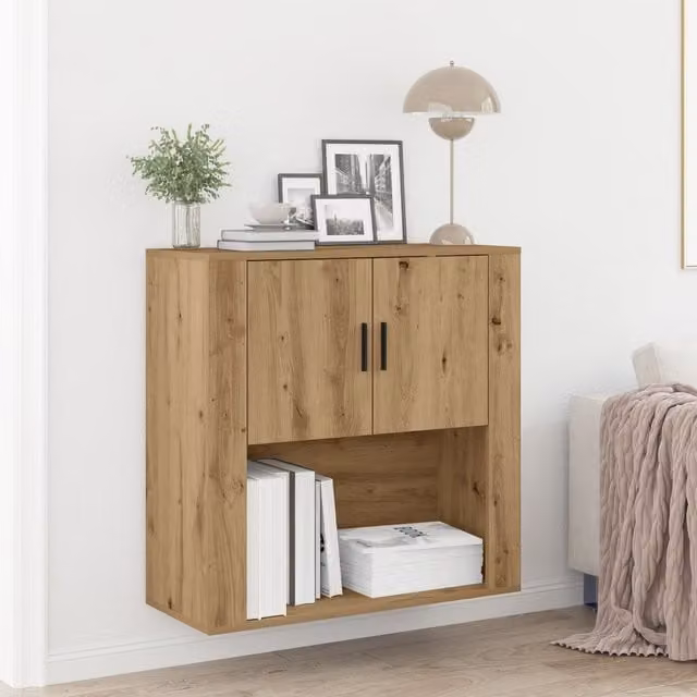 Berkfield Home Artisan Oak Wall Cabinet in Brown, W/D/H: 80 x 33 x 80 cm