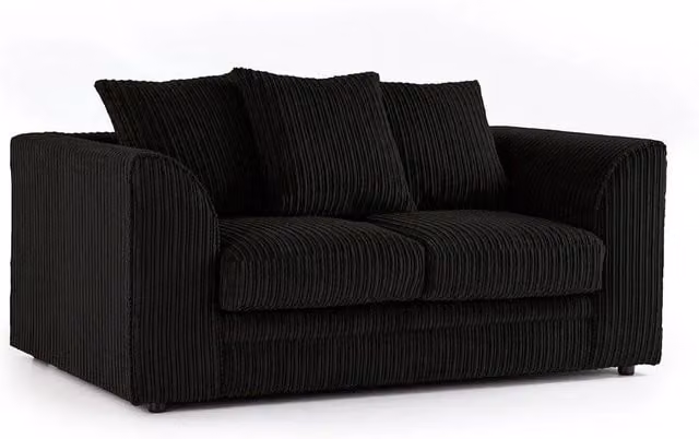 Sofa Scene Ltd Chicago 2 Seater Black Jumbo Cord Upholstered Sofa Set
