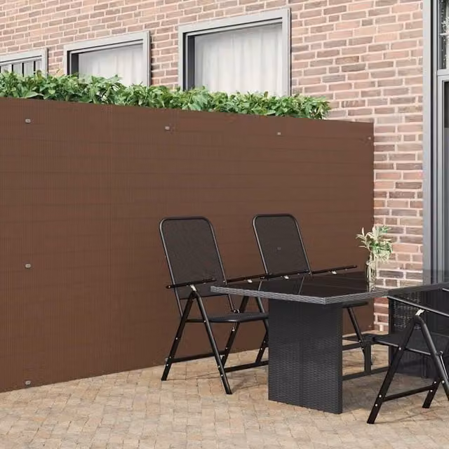 Berkfield Double-Sided Brown PVC Garden Fence Mat, H: 180 cm, W: 500 cm