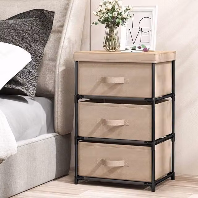 KORVIXA Beige Fabric Dresser Storage Unit for Clothes Organisation, W: 100 cm – 1