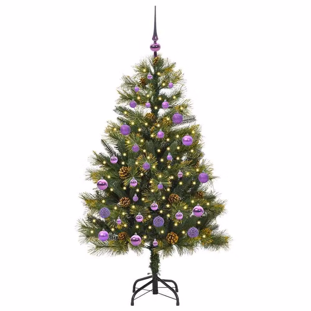 Berkfield Home Artificial Hinged Christmas Tree with Cones, Green, Height: 150 cm – 3