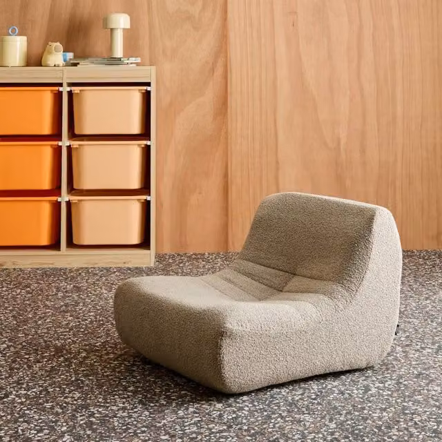 sweeek Children's Armchair in Beige Textured Boucle Fabric W/D/H: 41 x 45 x 50 cm