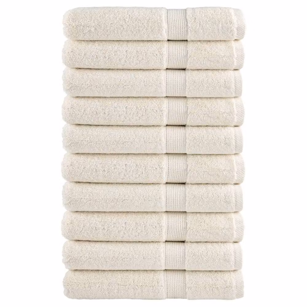 Berkfield Home SOLUND Premium Cotton Terry Towels, 10 Piece Set, Cream, W: 100 cm x L: 200 cm, 600 gsm – 2