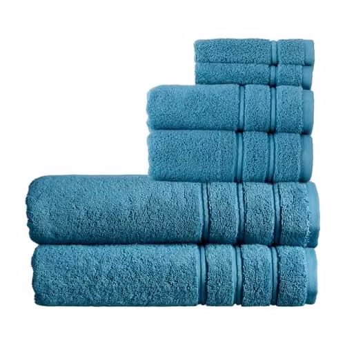 Christy Antalya 6 Piece Luxury Turkish Cotton Towel Set in Blue Petrol, 600GSM – 1