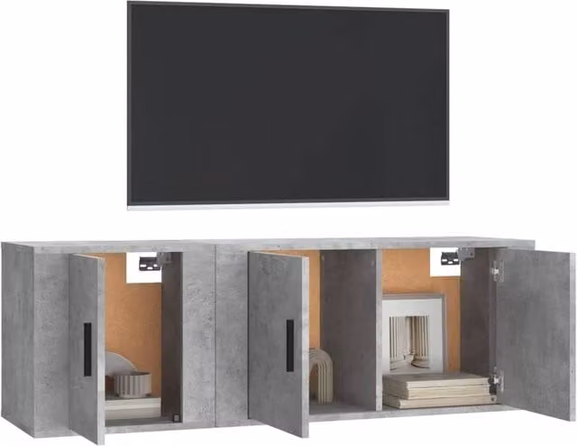 Berkfield Home Classic 2 Piece TV Cabinet Set in Grey Matt MDF – 1