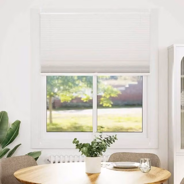 Berkfield Home White Single Pleat Polyester Plisse Blind W: 100 cm, H: 150 cm