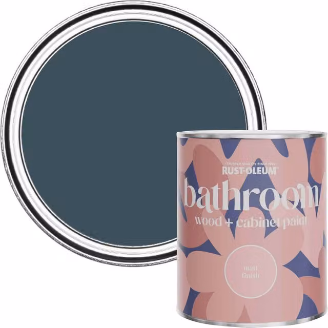 Rust-Oleum Moisture Resistant Bathroom Wood and Cabinet Paint in Matt Finish, Blue, 0.75 l