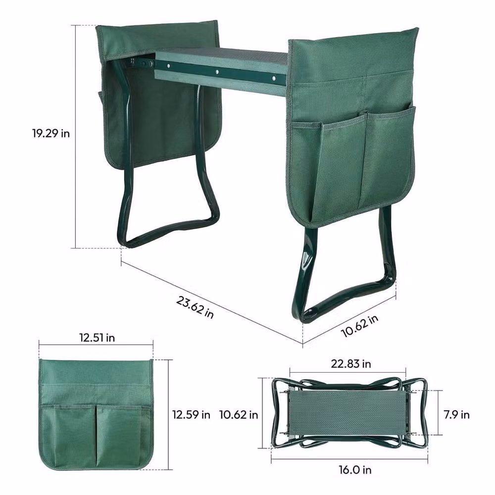 FLAVORA 2-in-1 Folding Padded Garden Kneeler in Green – 2