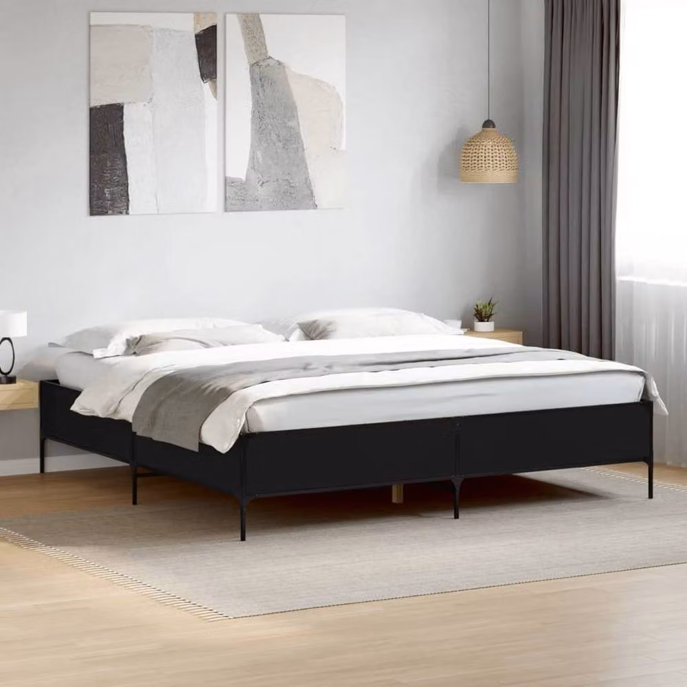 Berkfield Home Super King Bed Frame in Black, W/D/H: 180 x 200 cm – 2