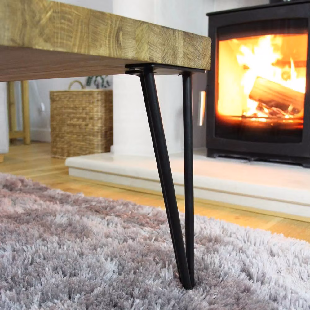 Monstershop Pack of 4 Black Steel 3-Prong Hairpin Table Legs, Height: 71.1 cm – 5